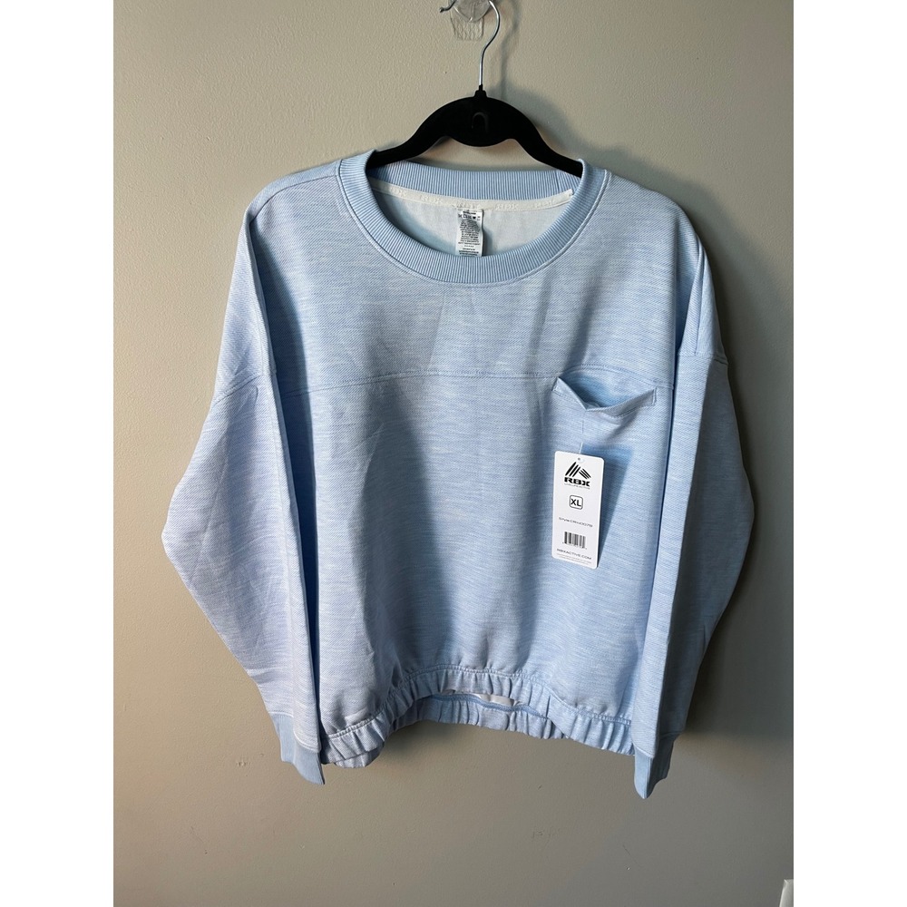 RBX Active Womens Light Blue Space Dye Crewneck Sweatshirt XL CRW007B NWT